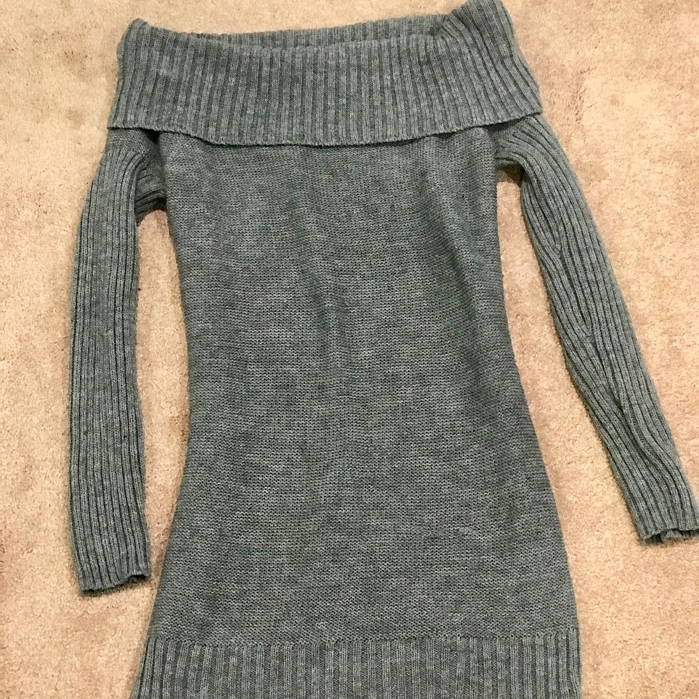 Off shoulder sweater mini dress